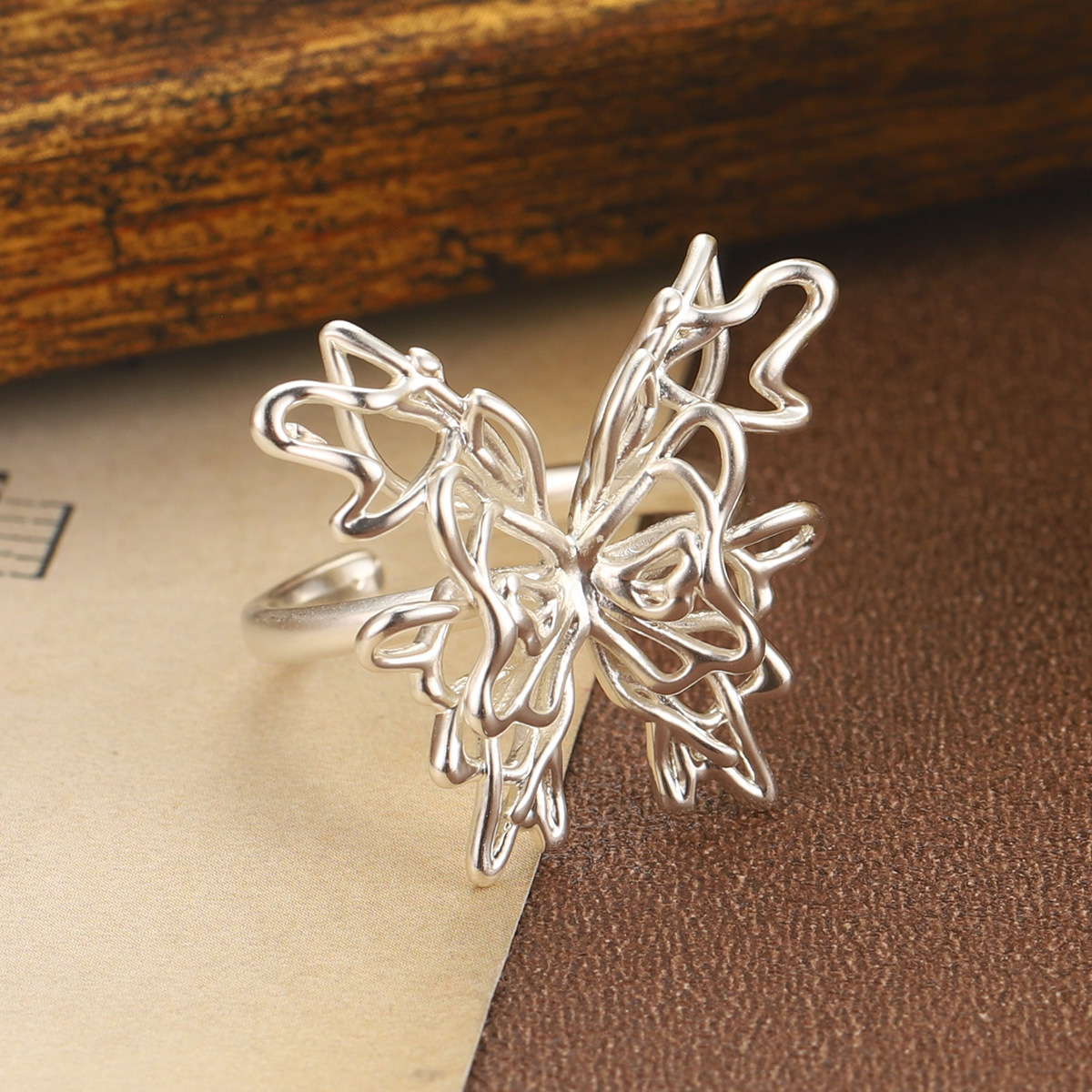 百搭简约蝴蝶戒指镂空个性小众高级时尚开口戒可调节设计感饰品女详情19