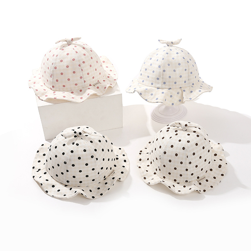 婴儿帽子春秋波点可爱超萌男宝宝渔夫帽婴幼儿女童遮阳防晒盆帽潮详情3