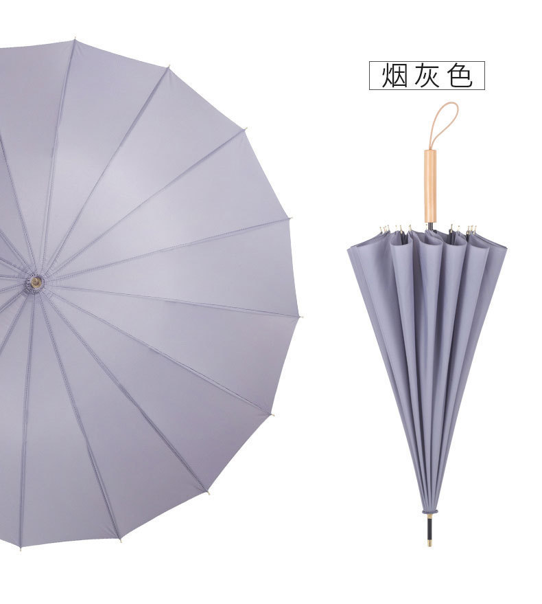 火拼爆款长柄16骨雨伞自动伞加固简约小清新木柄晴雨伞广告伞定制详情60