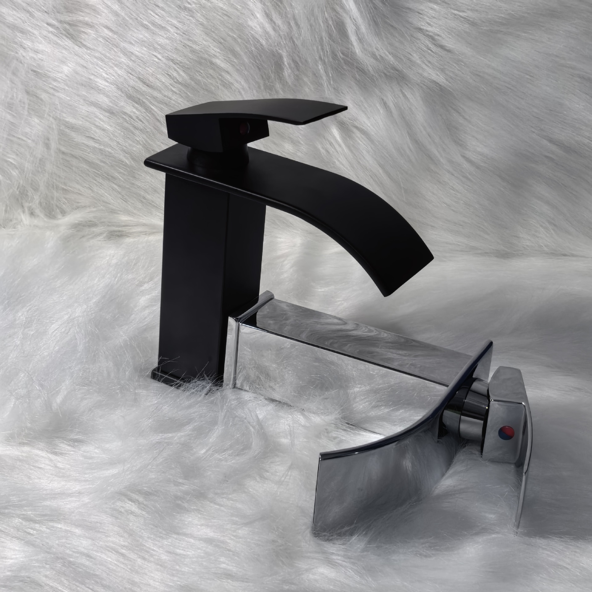 黑色瀑布洗脸盆水龙头洗手盆卫生间厕所台上面盆台盆龙头一件起批详情7