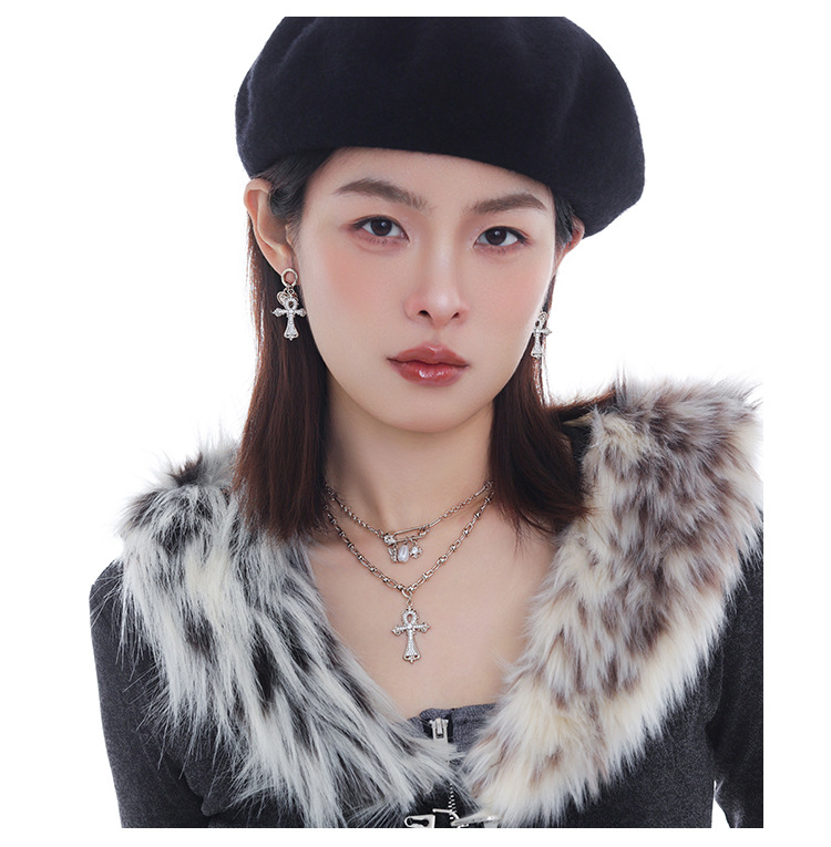 时尚个性冷淡风十字架系列耳环女原创设计轻奢高级感百搭耳钉耳饰 pic 8
