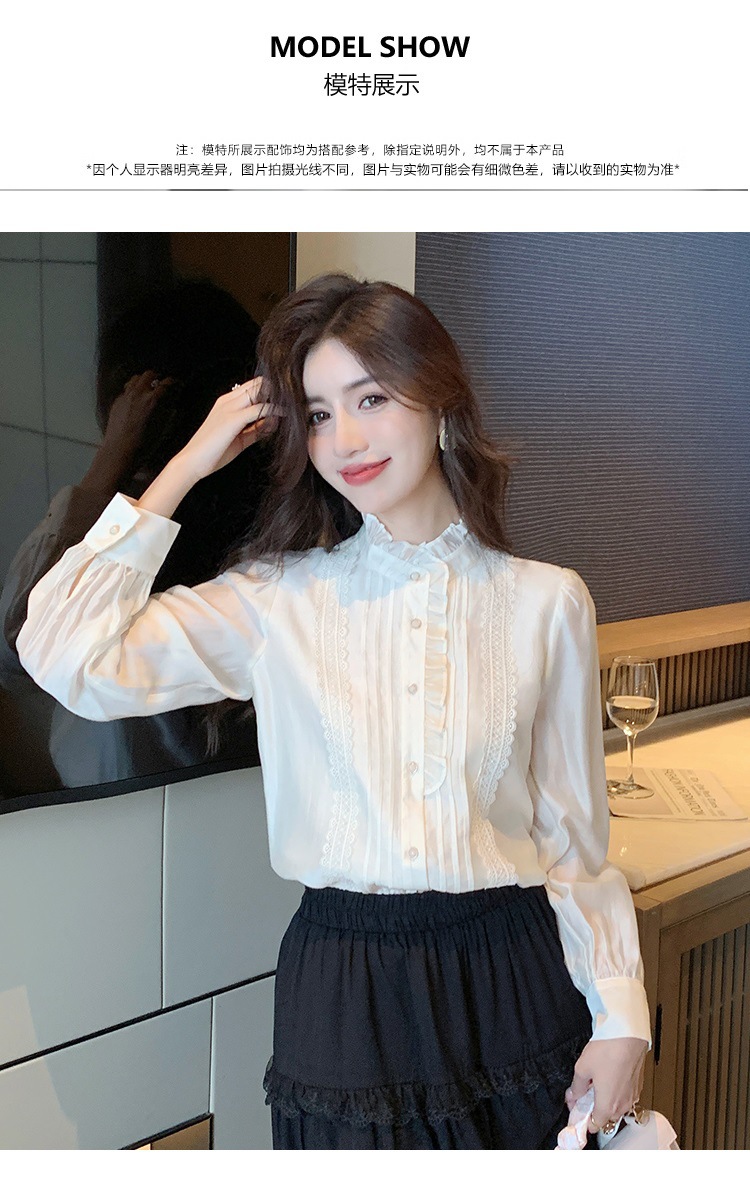 法式高级感木耳边长袖雪纺衬衫女2025早春季新款别致减龄气质上衣详情4
