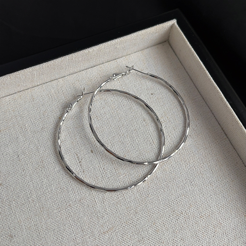 Exaggerated personality, ins, high-end, sweet and cool, versatile, large round ear rings, simple and elegant, new earrings from the factory pic 4