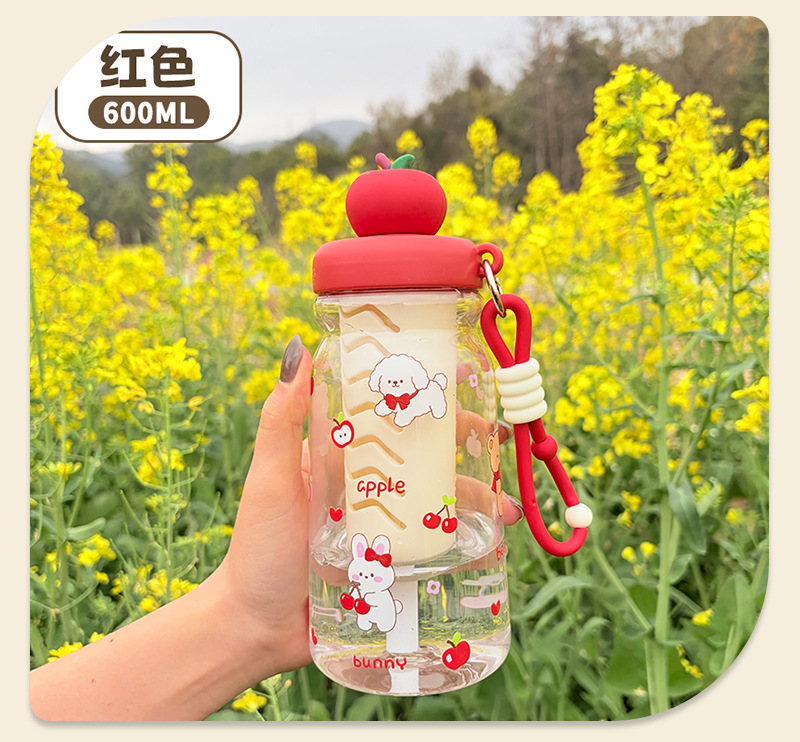 Мультфильм magy 600ML sport cup представляет собой набор из четырёх опциональных прозрачных кубков с изображённым щенком и кроликом с красной зелёной полоской на крышке яблока и цветной верёвкой pic 11