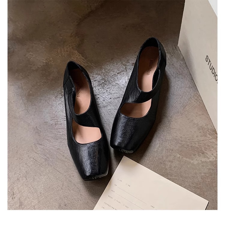 葡萄妈studiolee 高阶质感马皮方头粗跟软面小皮鞋高跟单鞋女秋款详情35