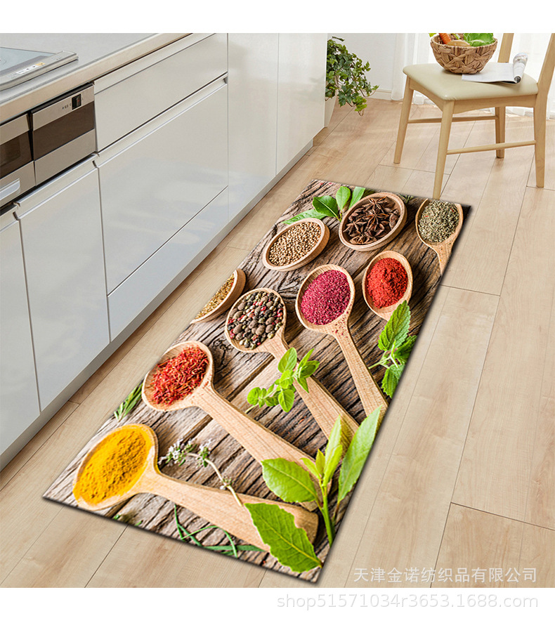 Amazon Nordic minimalist kitchen floor mat, water-absorbing and oil-absorbing two-piece set, kitchenware, seasonings, bathroom door mat and carpet pic 11