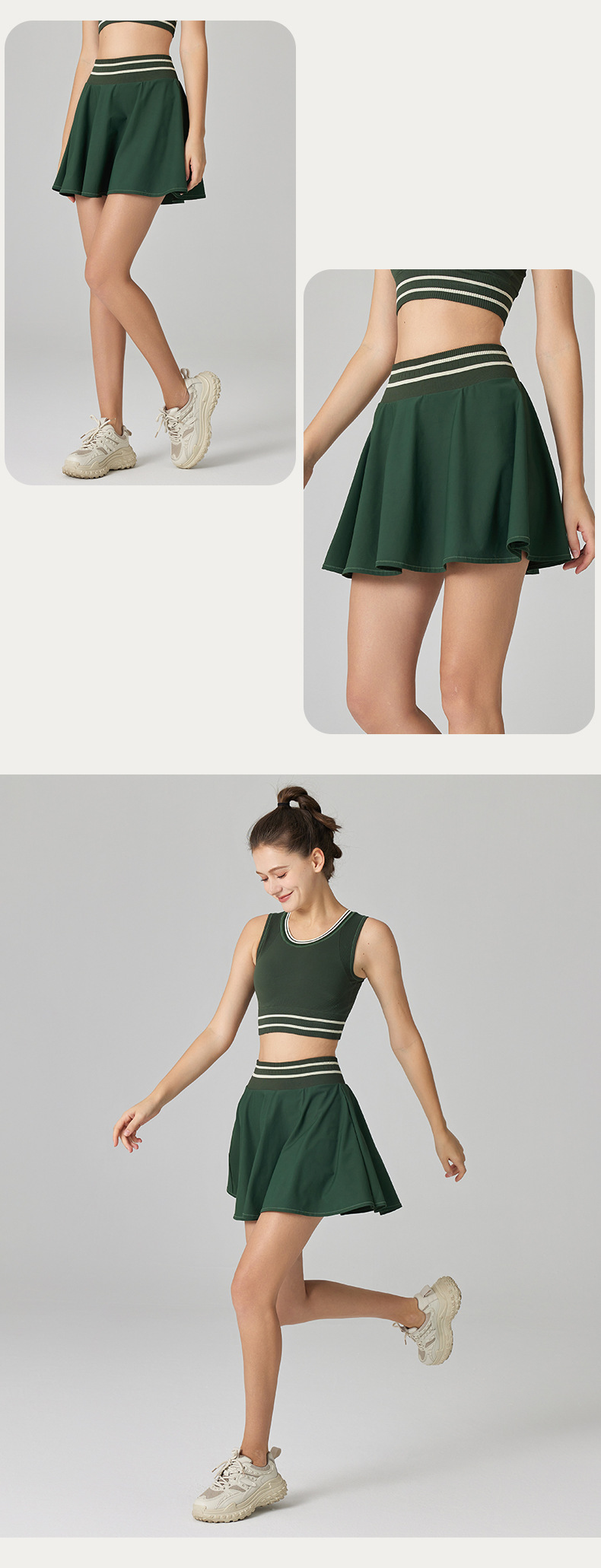 For the spring of 2024, there are two versatile anti-glare mascots to wear on the outside. They are sun-protective tennis A-line skirts for sporty women pic 8