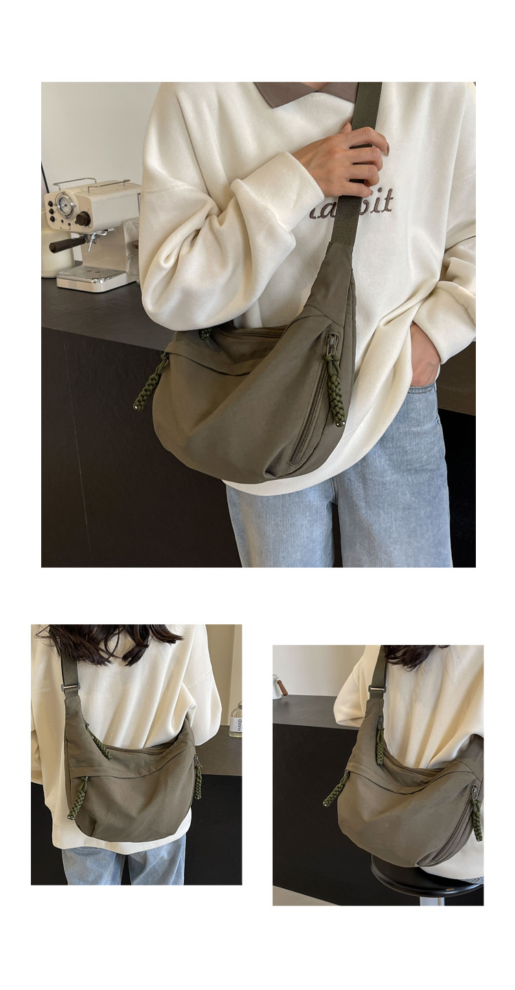 时尚布包女学生上课挎包尼龙布斜挎包大容量单肩包日系出游饺子包详情27