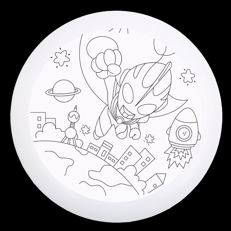 飞盘玩具diy手绘画涂鸦儿童线稿填色材料包套装回旋空白创意飞盘详情3