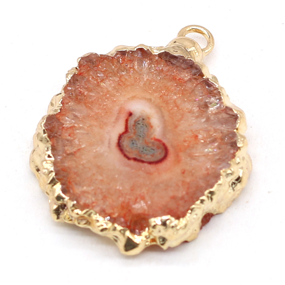 跨境天然不规则圆形玛瑙吊坠DIY饰品配件手工耳环项链制作批发详情20