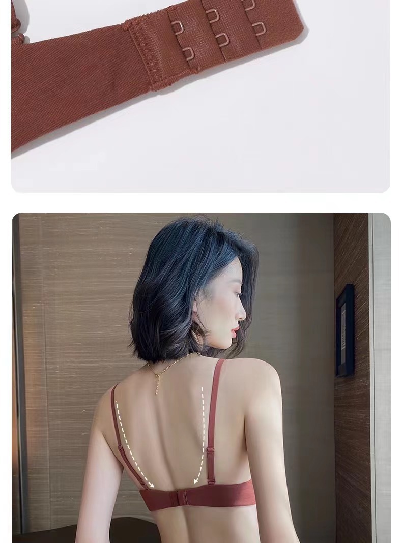 法式三角杯内衣女薄款小胸平胸不空杯文胸本命年红色新娘结婚胸罩详情12