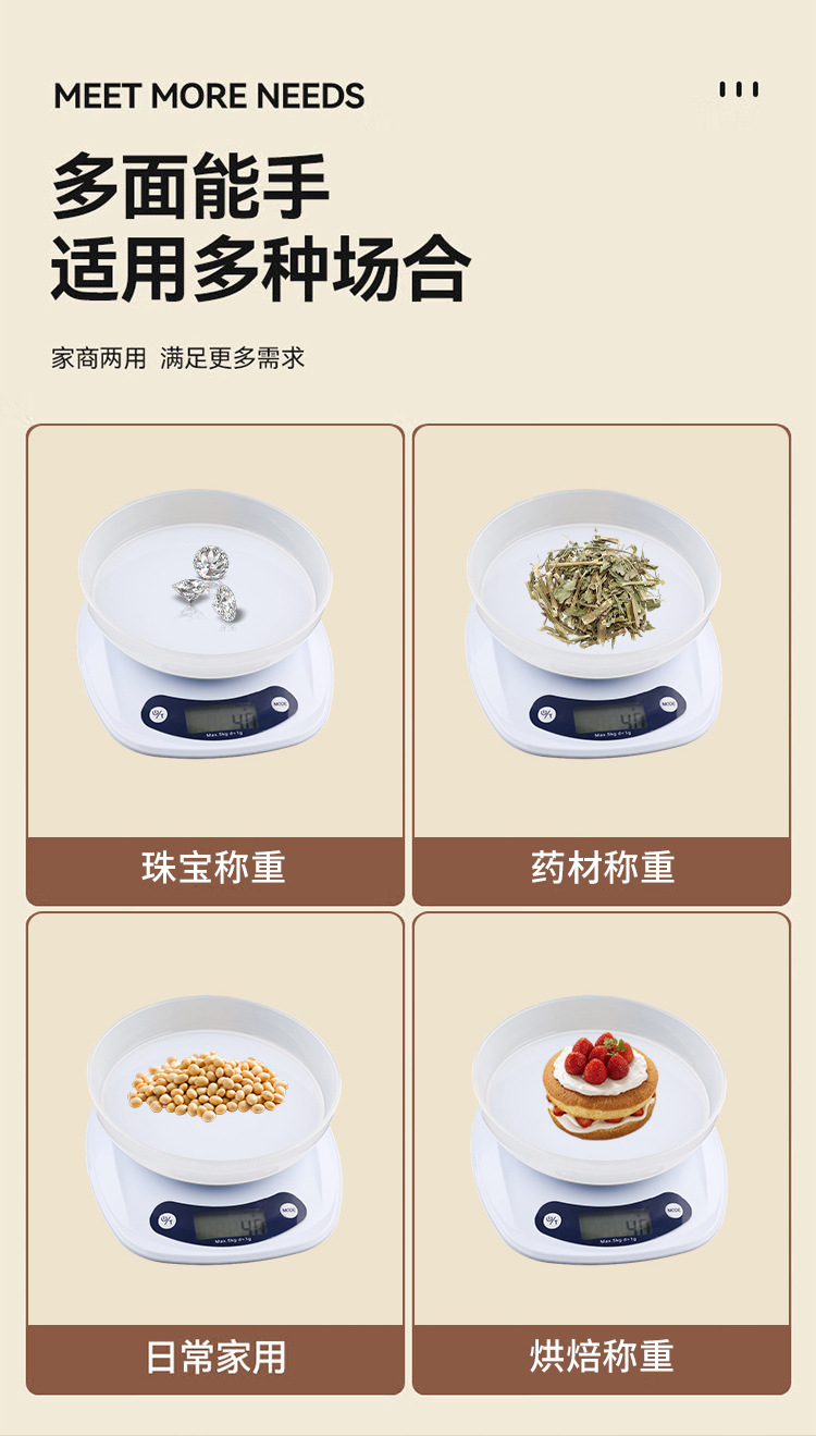 家用厨房秤跨境带塑料盘辅食烘焙料理食材电子秤带托盘厂家直发详情5