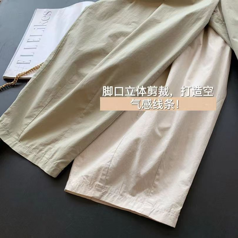 薄款阔腿九分裤女夏纯棉休闲直筒萝卜裤小个子日系显瘦宽松工装裤详情7