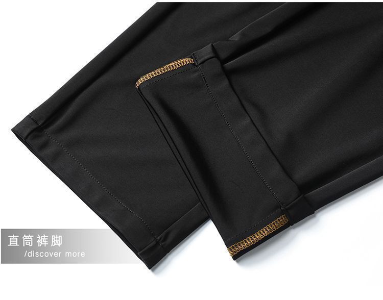 Pantalones de lujo para hombres de verano nuevos pantalones casual para hombres de mediana edad cintura alta corte recto sin plancha anti-arrugas elástico tigre pantalones bordados pic 30