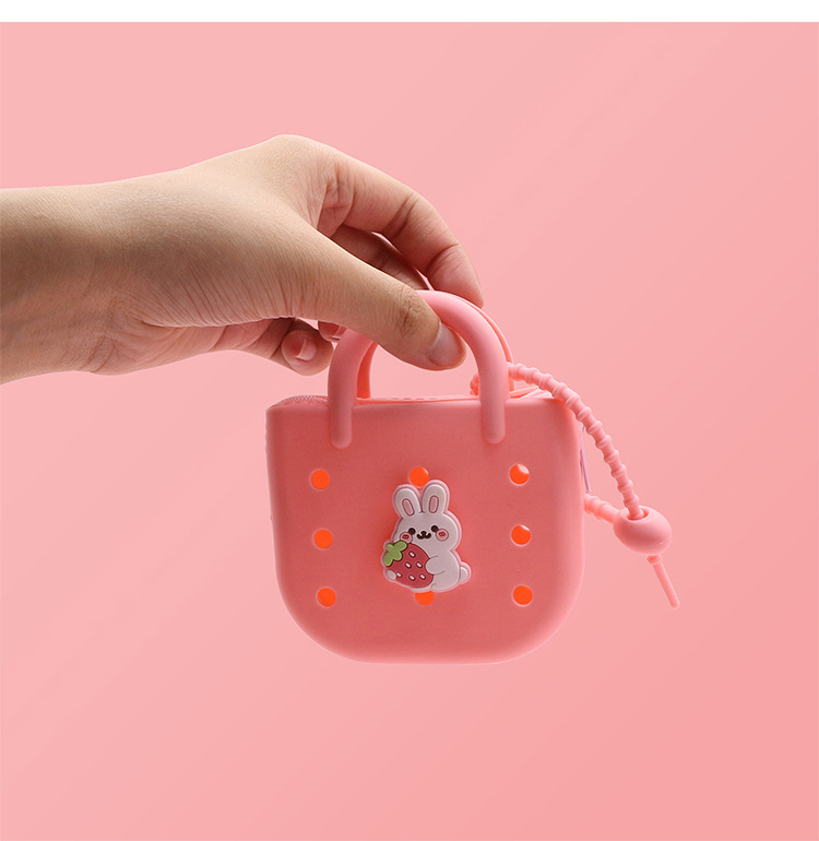 Best-selling hand-held silicone coin purse, cute beach bag, lightweight and compact new cartoon diy hole storage case pic 19