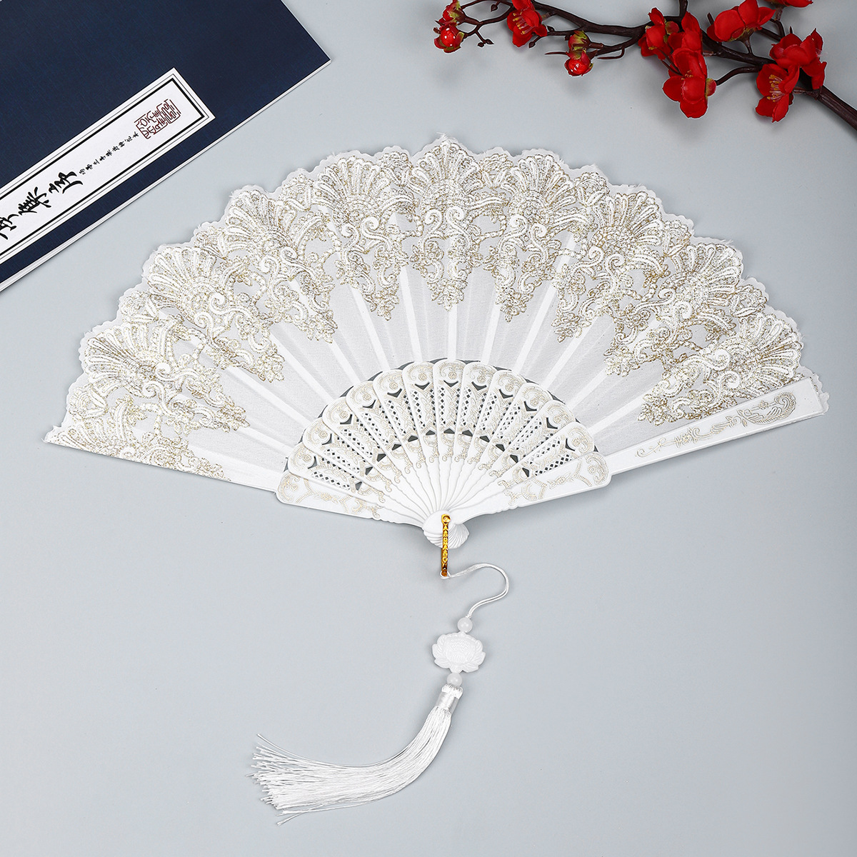 中式祥云纹古风折扇塑料舞蹈中国风折叠扇子厂家直销详情21