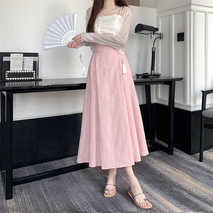New Chinese-style jacquard skirt 2024, improved horse face skirt, high-waisted, slimming and elegant, pleated A-line skirt, Chinese trend pic 8