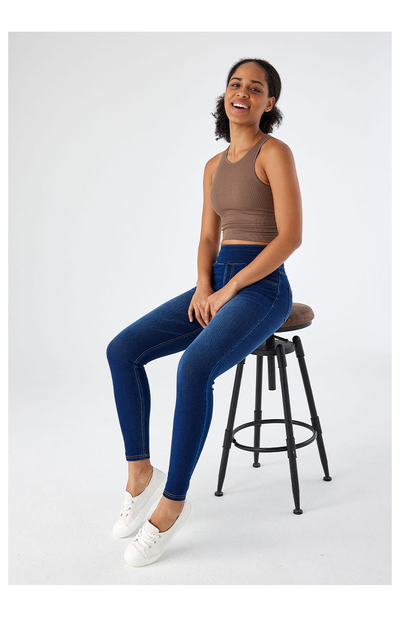 Cross-border new cat-beard monkey high-waisted yoga jeans for women to look slimmer, tight pocket straight leg, outerwear fitness pants pic 25