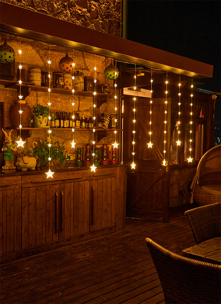 led color lights, flashing lights, string lights, starry sky curtains, balcony decoration, outdoor atmosphere lights, solar star light strings pic 8