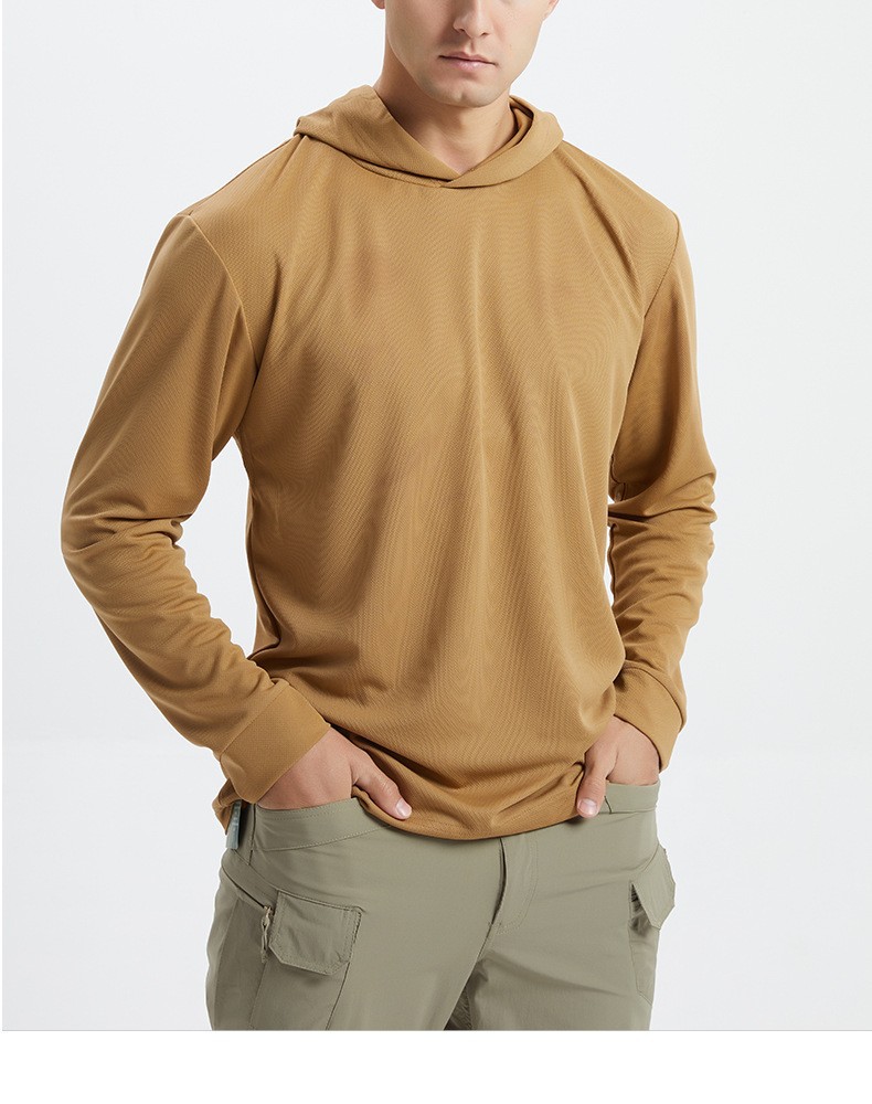 Yitu Custom long-sleeved T-shirt quick-drying hooded sun protection Outdoor sports fitness breathable tactical camouflage T-shirt for camping and fishing men pic 27