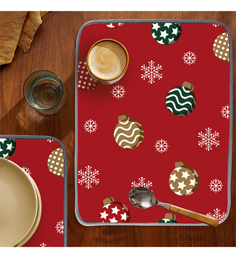 跨境家用圣诞节洗漱台吸水垫餐厅厨房浴室水龙头沥水垫宠物餐垫详情12