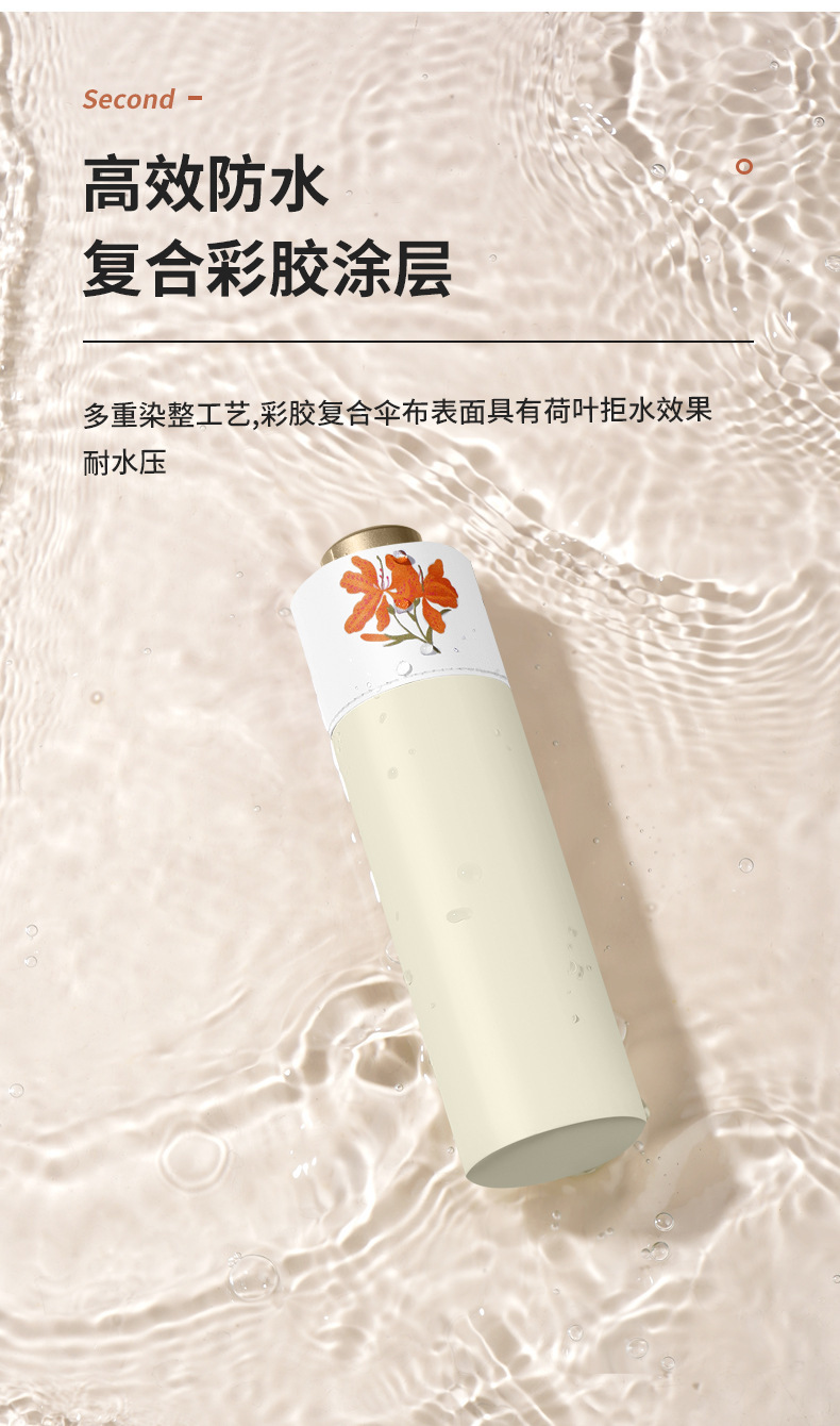 Four Seasons Like Song Color rubber folding umbrella, golden umbrella, ultra-light, compact and portable, wind-resistant three-fold umbrella, all-weather and rainproof sunshade pic 5