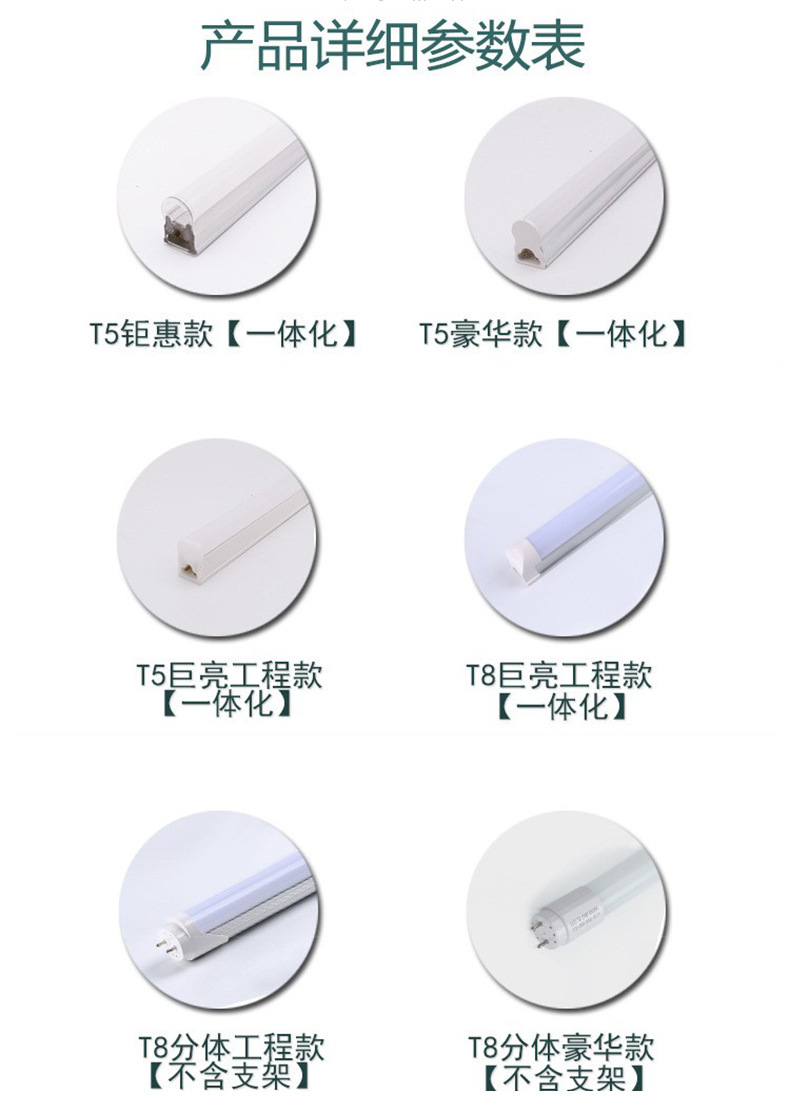 节能一体化全塑T8日光灯管支架灯长度可拼接三防净化灯室内商用照详情11