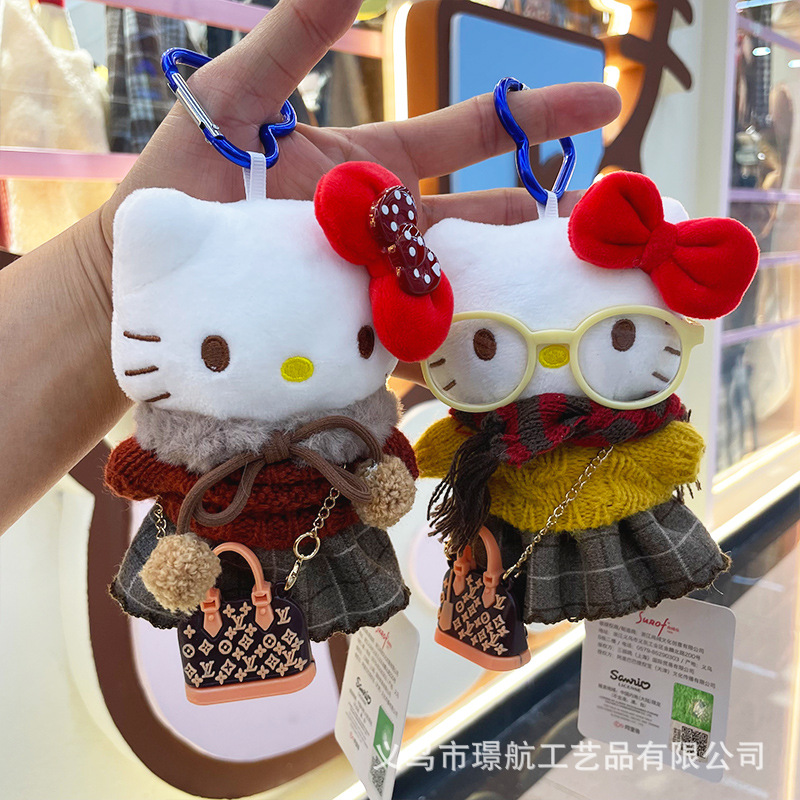【 Genuine 】 hellokitty small pendant, cute plush doll kt doll dress, doll bag pendant pic 2