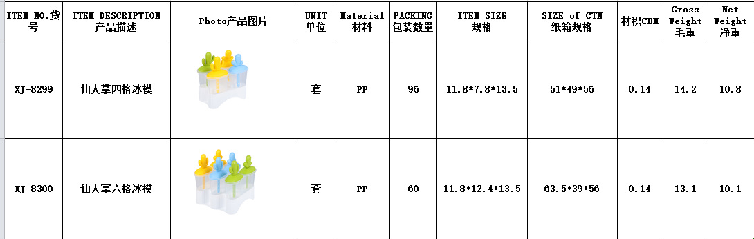 万福仙人掌四格冰模塑料六格冰棒模冻冰棍雪糕模具详情1
