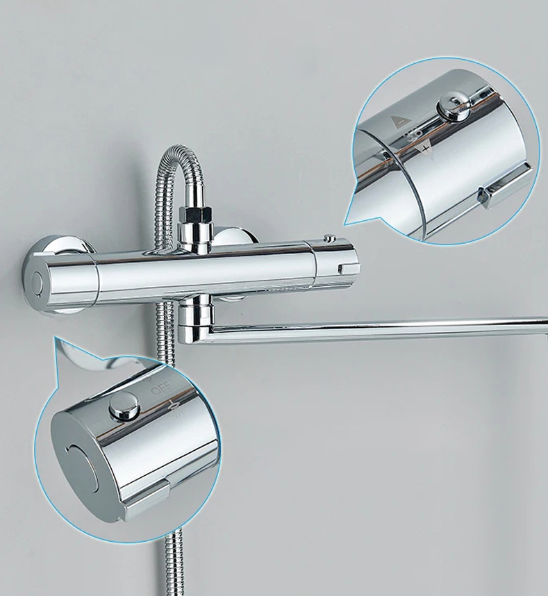 Cross-border all-copper bathtub faucet simple thermostatic shower head set, cold and hot mixed water thermostatic valve extended water outlet pic 5