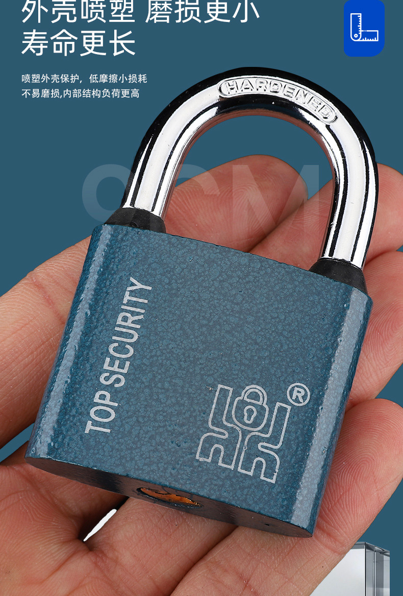 厂家直销喷塑弧形铜芯挂锁 单开弹子锁户外锁头 家用工业安全防盗挂锁 高强度耐用挂锁详情4