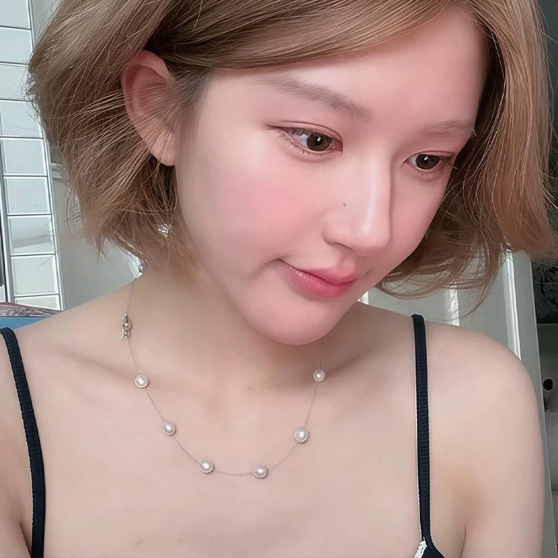 MOON家恋夏人鱼珍珠项链赵露思同款简约气质满天星淡水珍珠锁骨链详情9