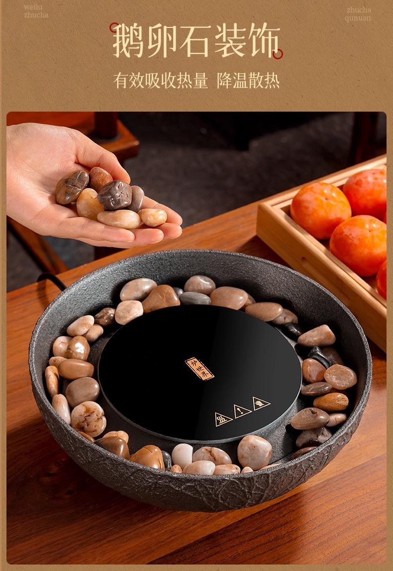 A complete set of household tea utensils, tea boiling utensils, tea boiling stove and roasting stove, imitating Wujin stone pic 12