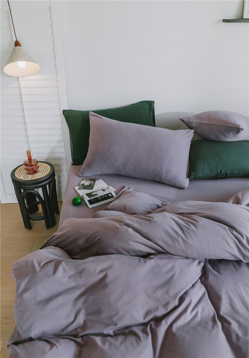 ins Japanese-style solid color all-cotton knitted cotton four-piece set, skin-friendly nude sleeping plain double-layer Indian cotton bed sheet pic 91