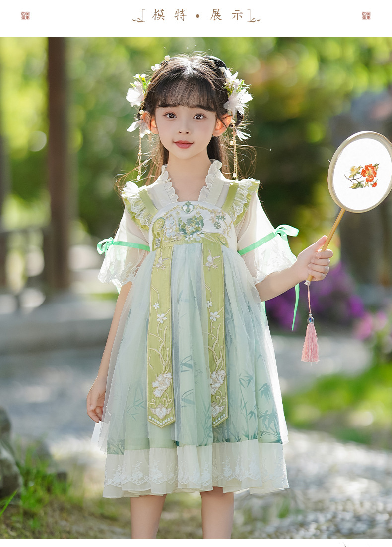 国潮汉服女童春装2025新款连衣裙儿童国风超仙春季唐装中国风童装春款详情7
