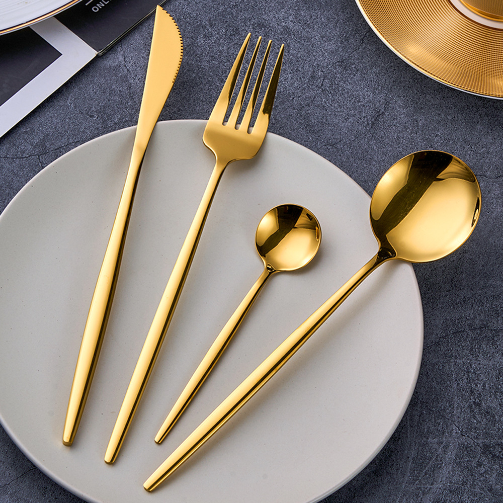 跨境不锈钢餐具刀叉勺子高颜值葡萄牙甜品牛排西餐spoons24件套装详情2