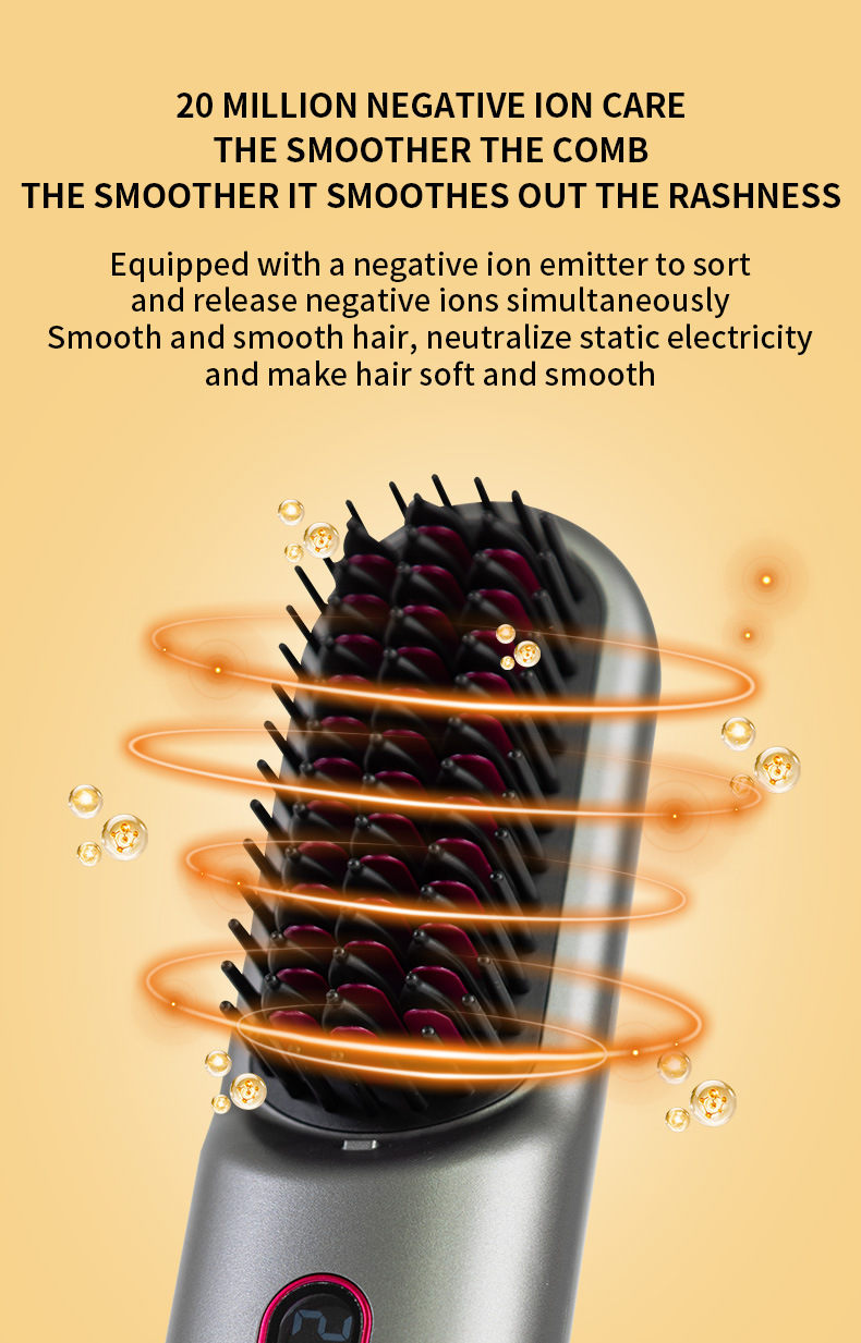 New charging hair straightening comb, wireless portable travel lazy person electric comb, negative ion non-damaging hair straightening and curling dual-purpose hair straightening device pic 5