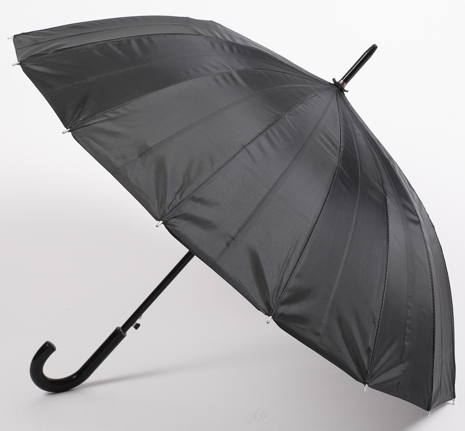 RST1248 foreign trade silver rubber long umbrella 55cm 21-inch 16K umbrella Automatic opening plastic handle black umbrella sun protection pic 3