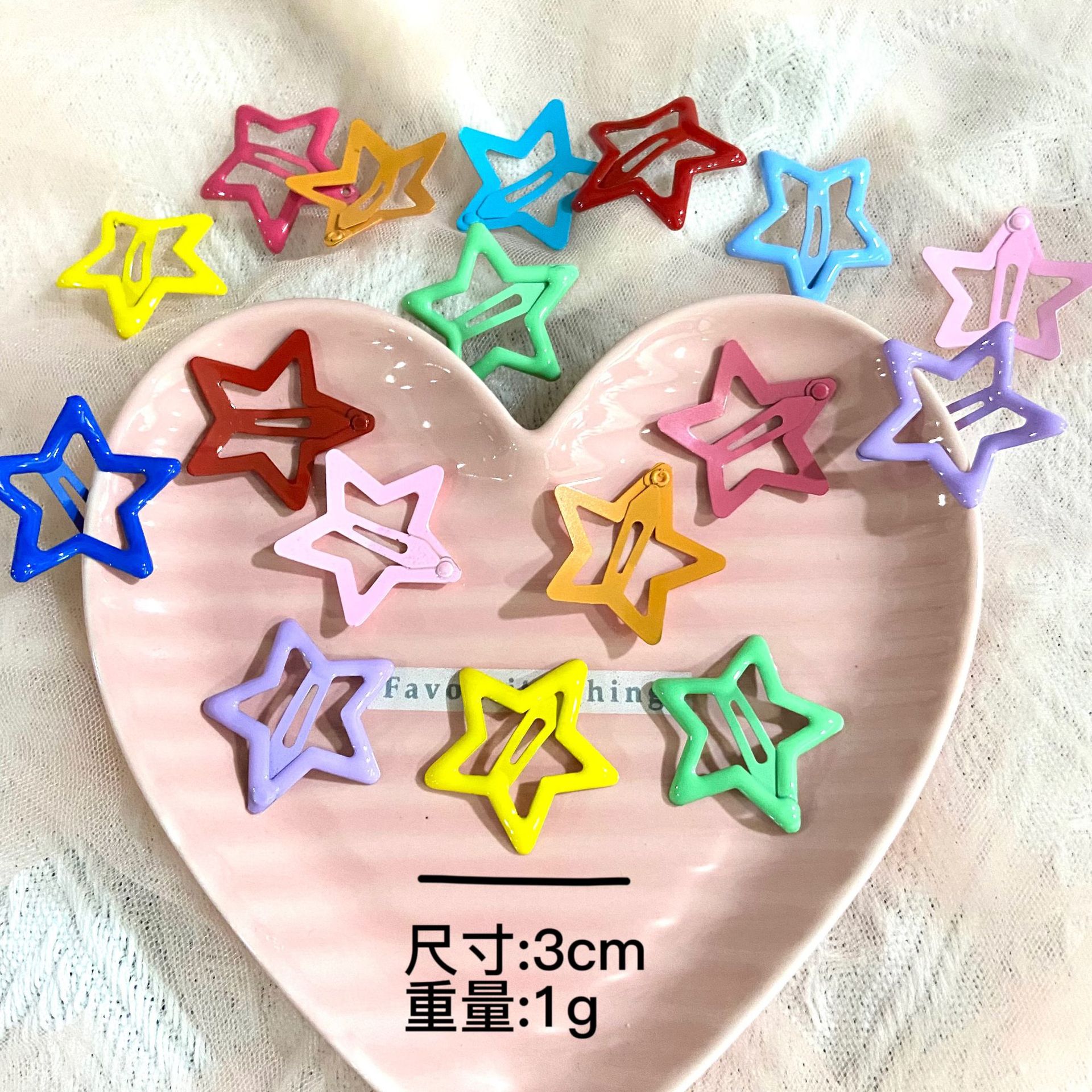 新款多巴胺五角星滴油发夹女侧边刘海夹子发卡碎发bb夹小卡子头饰详情2