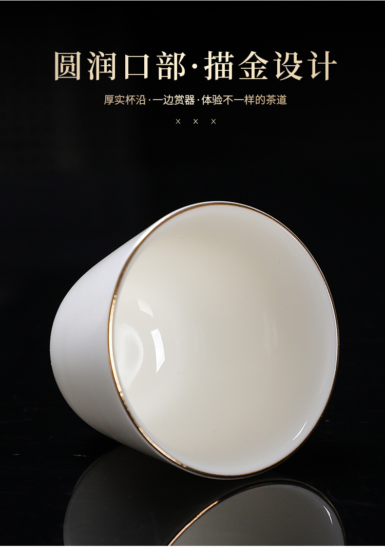 德化羊脂玉白瓷茶杯功夫斗笠小茶杯品茗杯主人杯闻香杯单杯可印字详情9
