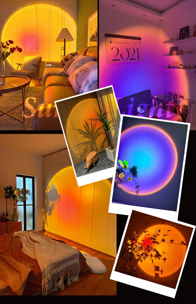 夕阳灯氛围灯可伸缩支架创意落日灯app遥控智能调光卧室小夜灯详情8