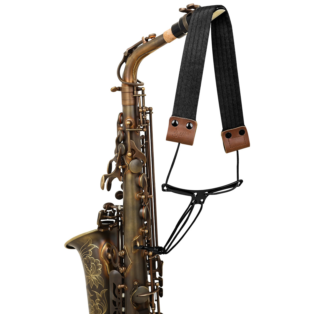 LADE萨克斯背带网格织带皮革背带萨克斯脖带儿童成人管乐挂脖带详情3