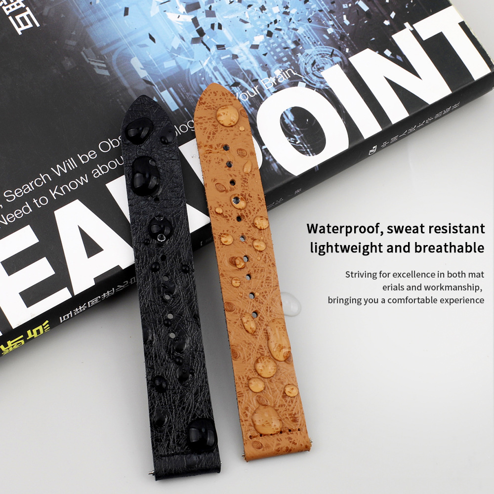 Ostrace-patterned genuine leather double-layer trimmed strap, smartwatch mechanical hand strap, calfskin strap, lugs bracelet pic 18