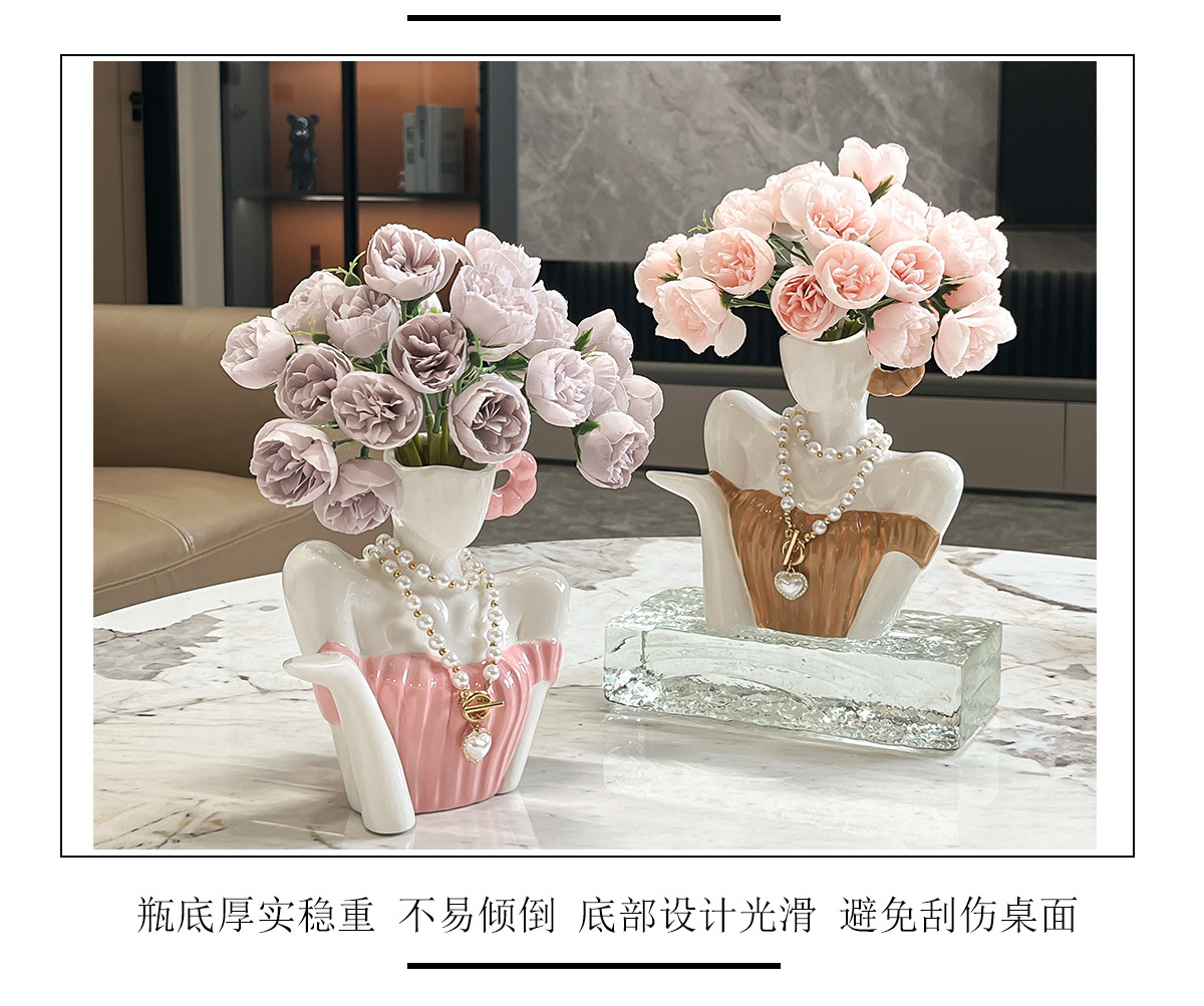 批发ins风艺术锁骨陶瓷花瓶装饰摆件玄关桌面客厅工艺品摆设礼物详情13