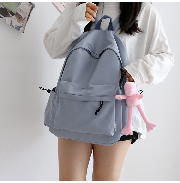 NR森系百搭纯色双肩包男书包女大学生韩版高中背包女双肩大小款详情9