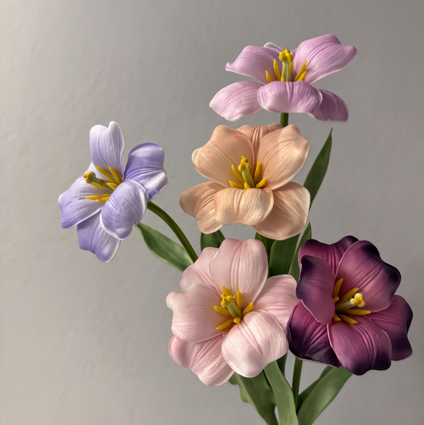 PU开口笑郁金香仿真假花手感保湿婚庆用花摄影道具装饰摆件仿真花详情6