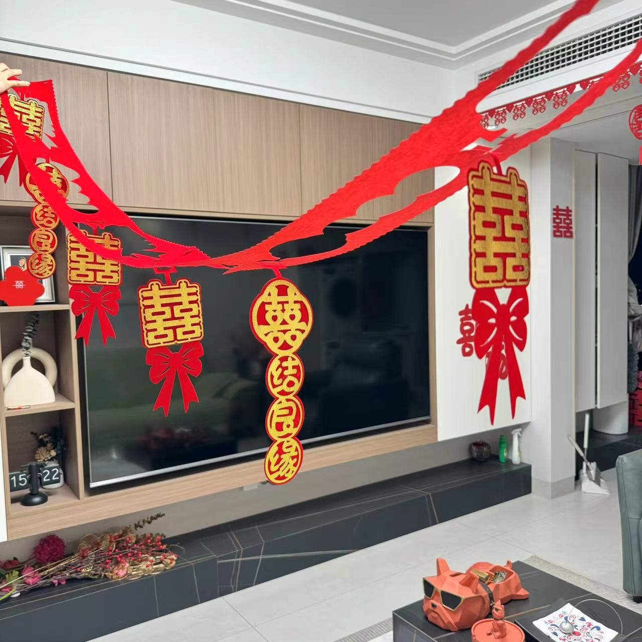 结婚用品婚房客厅房间装饰拉花创意新房婚礼布置套装婚庆大全喜字详情6