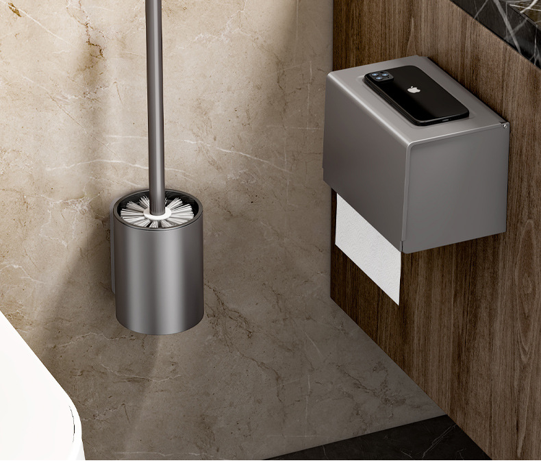 马桶刷套装浴室厕所清洁刷子免太空铝打孔家用无痕贴跨境长柄刷架详情18