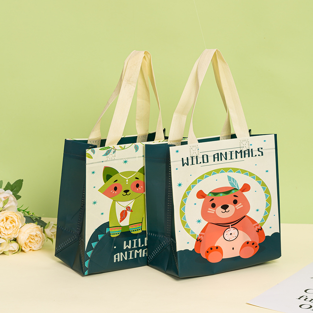 现货批发儿童便携购物袋 可爱卡通覆膜防水无纺布手提袋 伴手礼品袋无纺布袋详情30