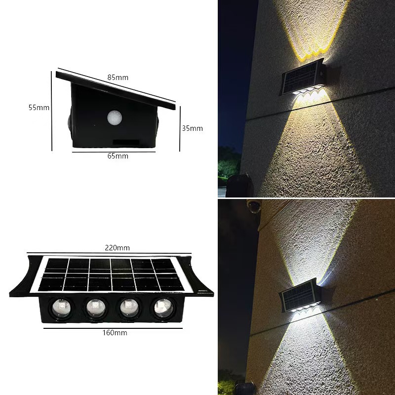 Solar outdoor lights, wall-washing lights, outdoor courtyard waterproof, villa garden exterior wall landscape spotlights, decorative fence lights pic 12